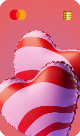BondSphere Visa card with a pink sculptural design